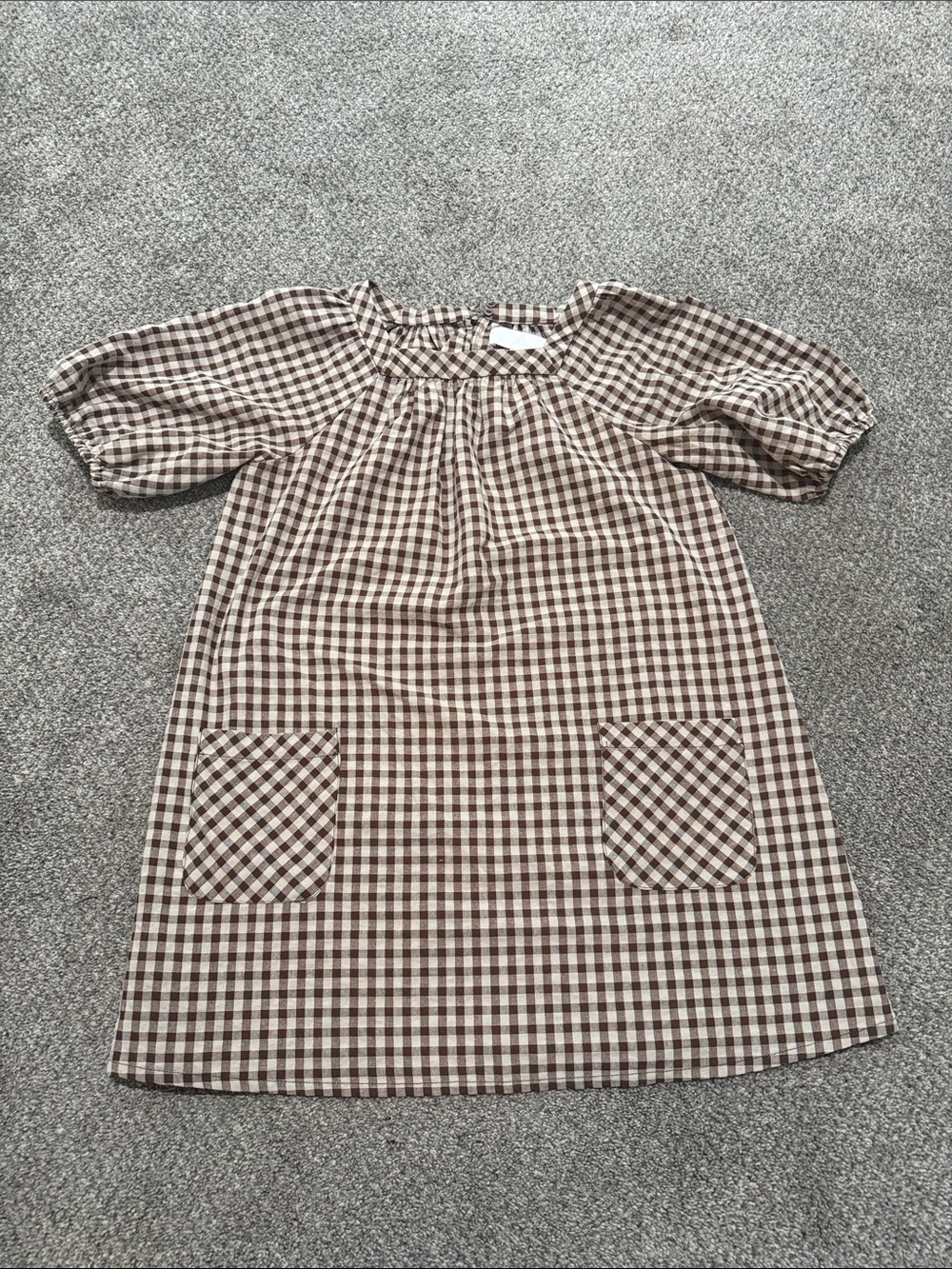 Zara Girls Gingham Puff-Sleeve Dress